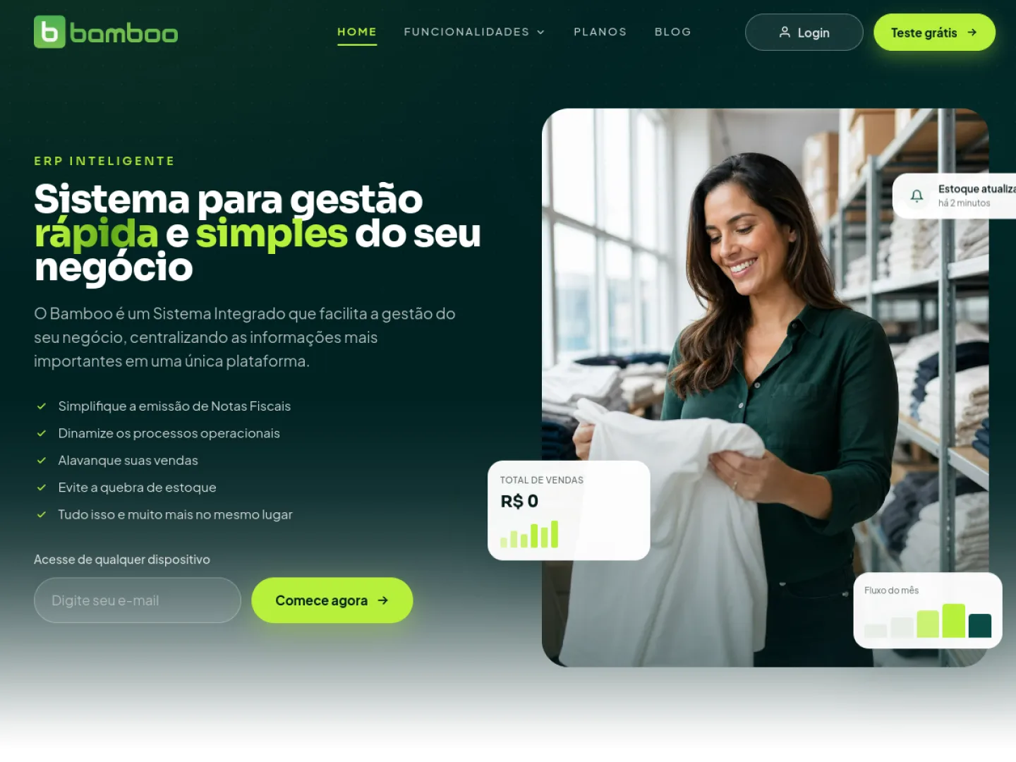 Tela inicial desktop do Bamboo